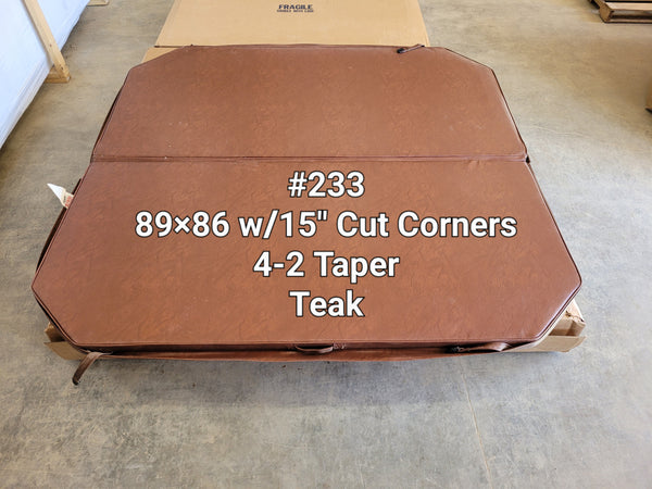 Hot Tub Cover 89"x86" with 15" cut corners Teak (local pickup ONLY) #233